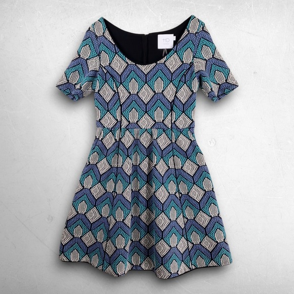 HD in Paris Dresses & Skirts - Anthropologie HD in Paris Hollyhock Dress Women S Blue Retro Indie Mod Fit Flare